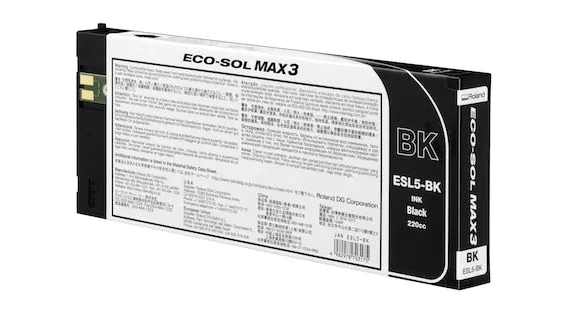 Cartucho de tinta Original Roland Ecosolmax 3 negra de 220ml.