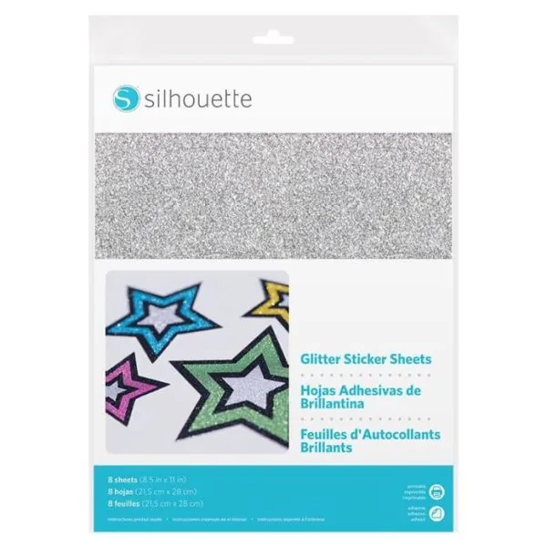 8 Hojas de pegatinas plateadas brillantes (Sticker Sheets) Silhouette